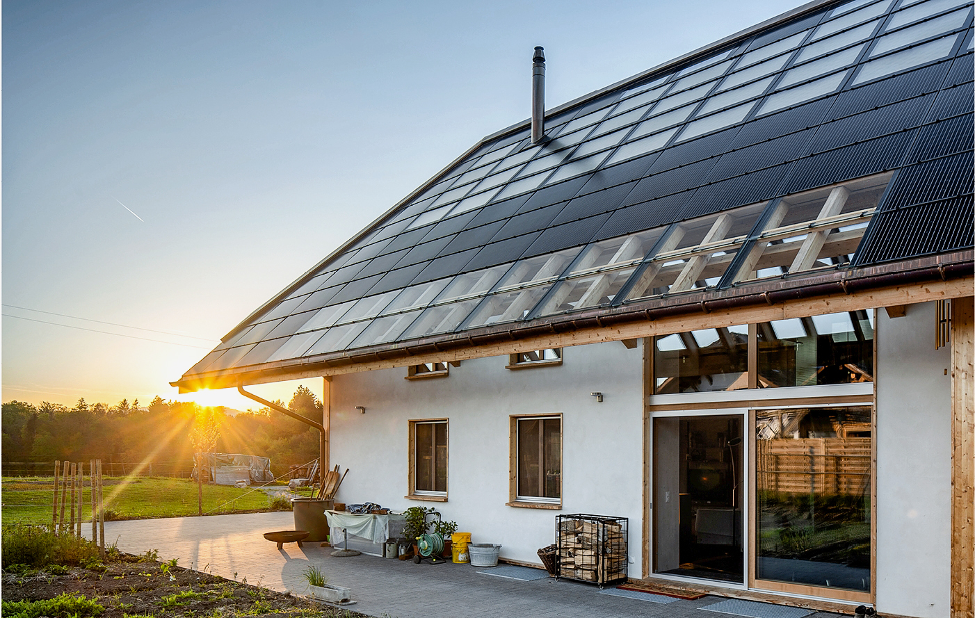 Une maison individuelle construite à partir de bottes de paille, à Graben (BE).